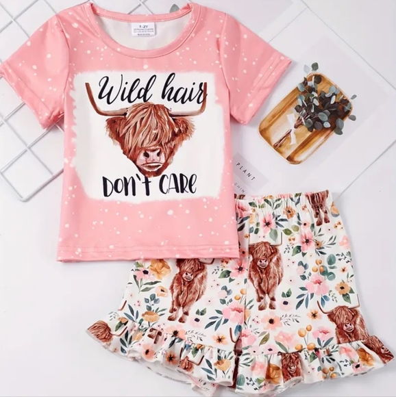 🐮2pcs Toddler Girls  Cow Print top and bottom set 2-3Y - Picture 1 of 5